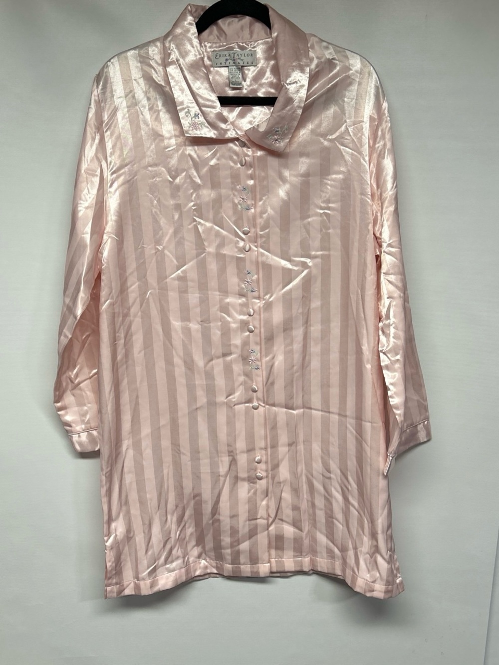 Erika Taylor Intimates Pale Pink Satin Button-Front Top